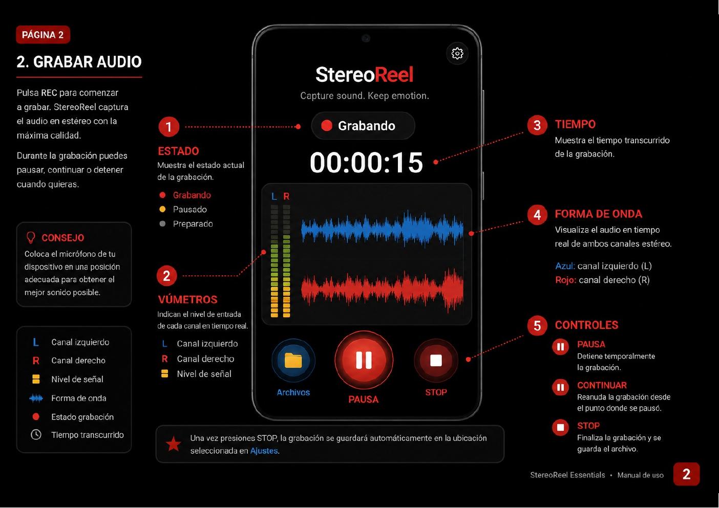 Grabación de audio en StereoReel